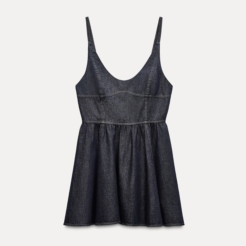 Zara TRF DENIM SWING DRESS Dark Indigo